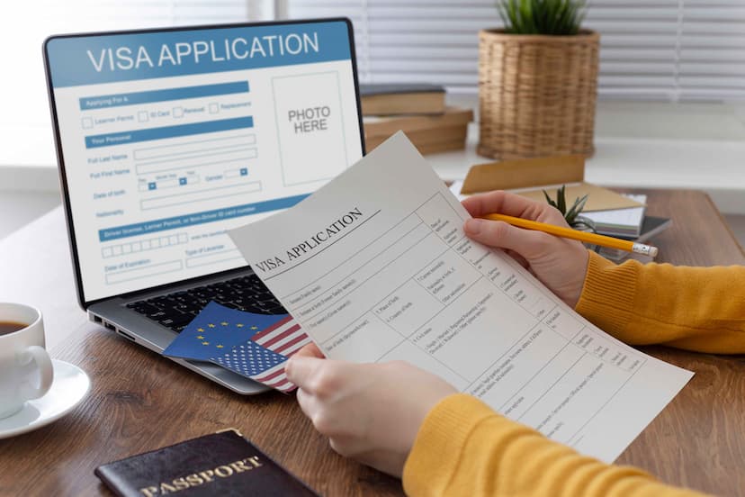 Visa Application with Laptop